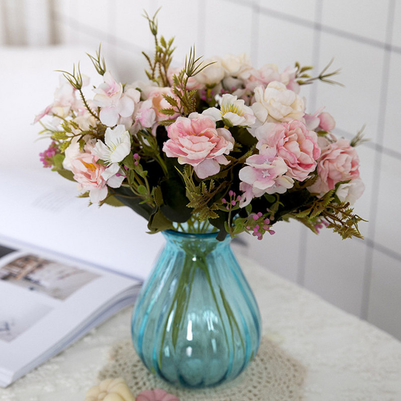 Božur Uradi sam Dekoracija za zabavu Vintage Svila Umjetno cvijeće Mala ruža Vjenčanje Lažno cvijeće Potrepštine za festivale Kućni dekor buket