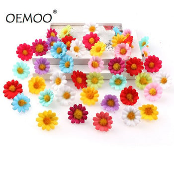 100PC/παρτίδα 2,5cm Mini Daisy Διακοσμητικό Λουλούδι Τεχνητά Μεταξωτά Λουλούδια Διακόσμηση Γάμου Διακόσμηση σπιτιού (χωρίς στέλεχος) Φθηνότερη