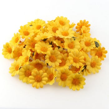 100PC/παρτίδα 2,5cm Mini Daisy Διακοσμητικό Λουλούδι Τεχνητά Μεταξωτά Λουλούδια Διακόσμηση Γάμου Διακόσμηση σπιτιού (χωρίς στέλεχος) Φθηνότερη