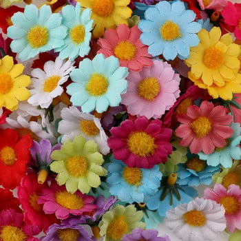 100PC/παρτίδα 2,5cm Mini Daisy Διακοσμητικό Λουλούδι Τεχνητά Μεταξωτά Λουλούδια Διακόσμηση Γάμου Διακόσμηση σπιτιού (χωρίς στέλεχος) Φθηνότερη