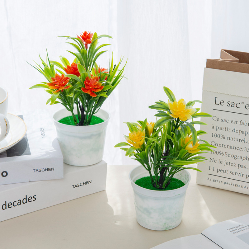 Kunstlilled bonsai isetehtud kodukaunistus Ornamentaalne lillepott Vannitoa aknalaud Mini pottidega jõulupulmadekoratiiv