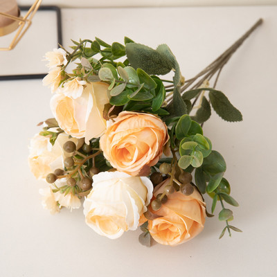30cm Τεχνητό λουλούδι 5 κεφάλια τριαντάφυλλο υψηλής ποιότητας μετάξι ψεύτικο λουλούδι Γαμήλιο πάρτι Σαλόνι Διακοσμητικό μπουκέτο σπιτιού