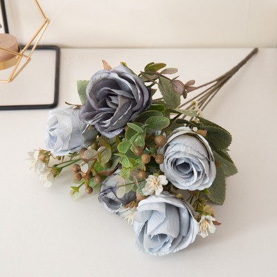 30cm Τεχνητό λουλούδι 5 κεφάλια τριαντάφυλλο υψηλής ποιότητας μετάξι ψεύτικο λουλούδι Γαμήλιο πάρτι Σαλόνι Διακοσμητικό μπουκέτο σπιτιού