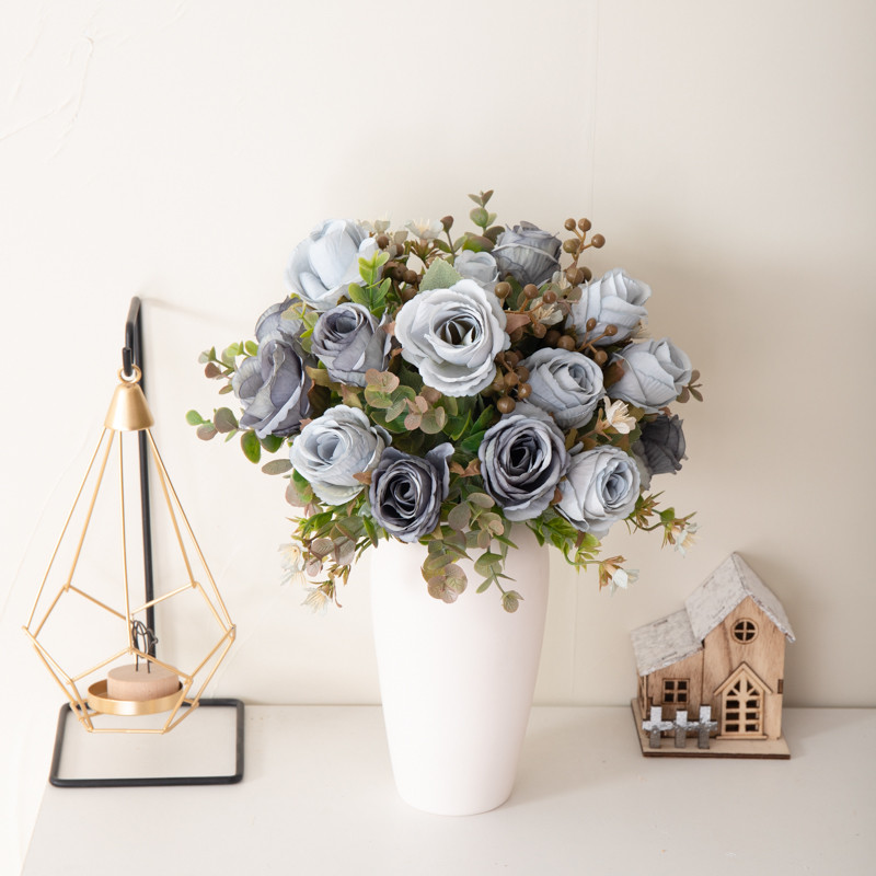 30cm Τεχνητό λουλούδι 5 κεφάλια τριαντάφυλλο υψηλής ποιότητας μετάξι ψεύτικο λουλούδι Γαμήλιο πάρτι Σαλόνι Διακοσμητικό μπουκέτο σπιτιού