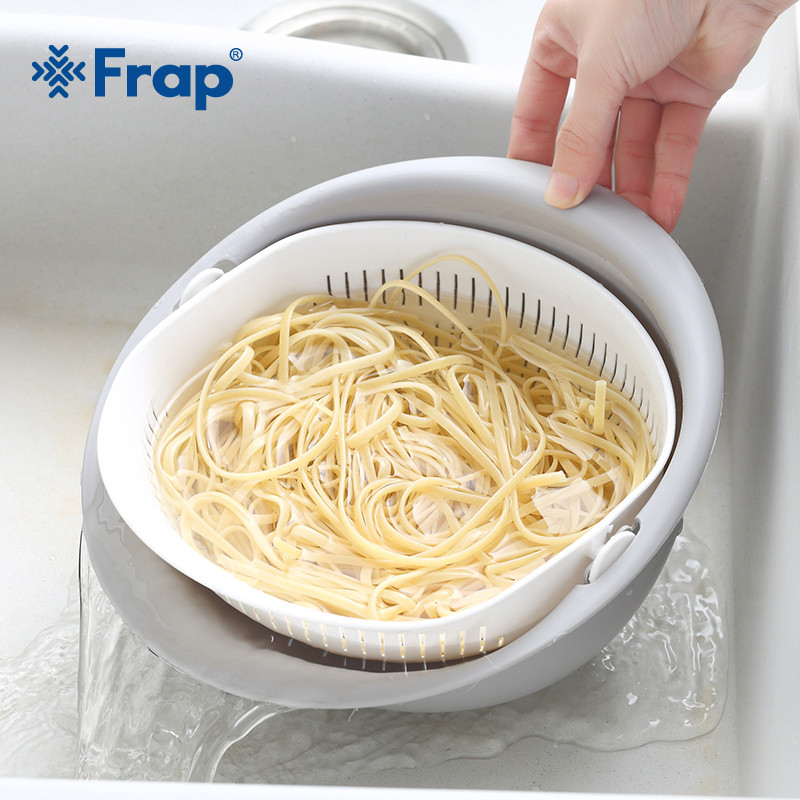 Dviejų sluoksnių daržovių praustuvo virtuvės kriauklė, besisukanti išleidimo kriaukle, virtuvės priedai