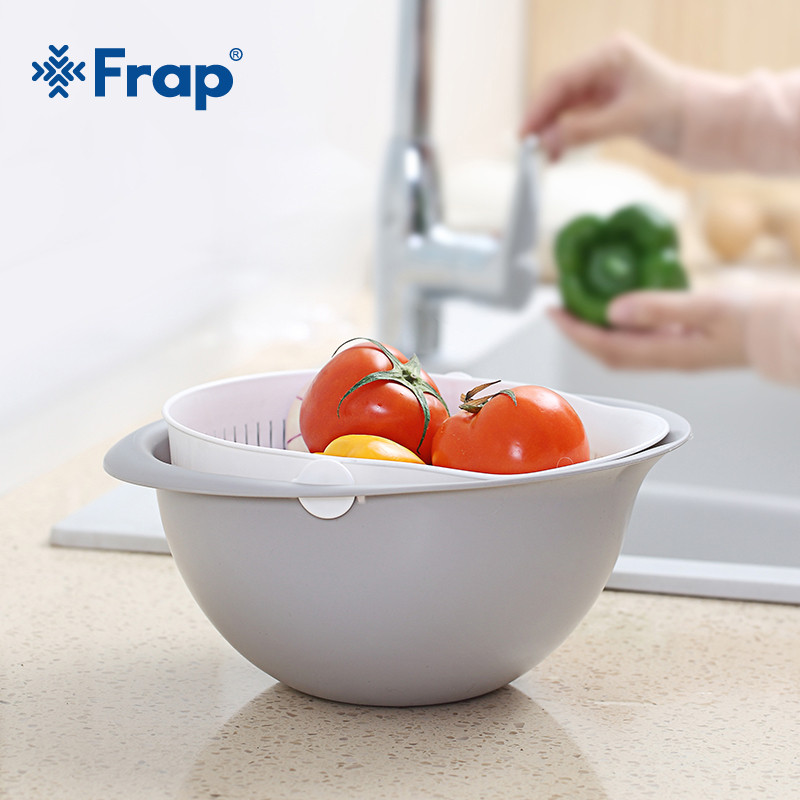 Dviejų sluoksnių daržovių praustuvo virtuvės kriauklė, besisukanti išleidimo kriaukle, virtuvės priedai