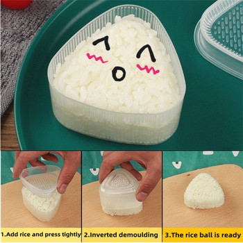 Направи си сам машина за пресоване на оризови топки Кухненска форма за кюфтета Инструмент за многократна употреба Инструмент за суши Моделиране на карикатура Onigiri Bento Форми Триъгълни оризови топки