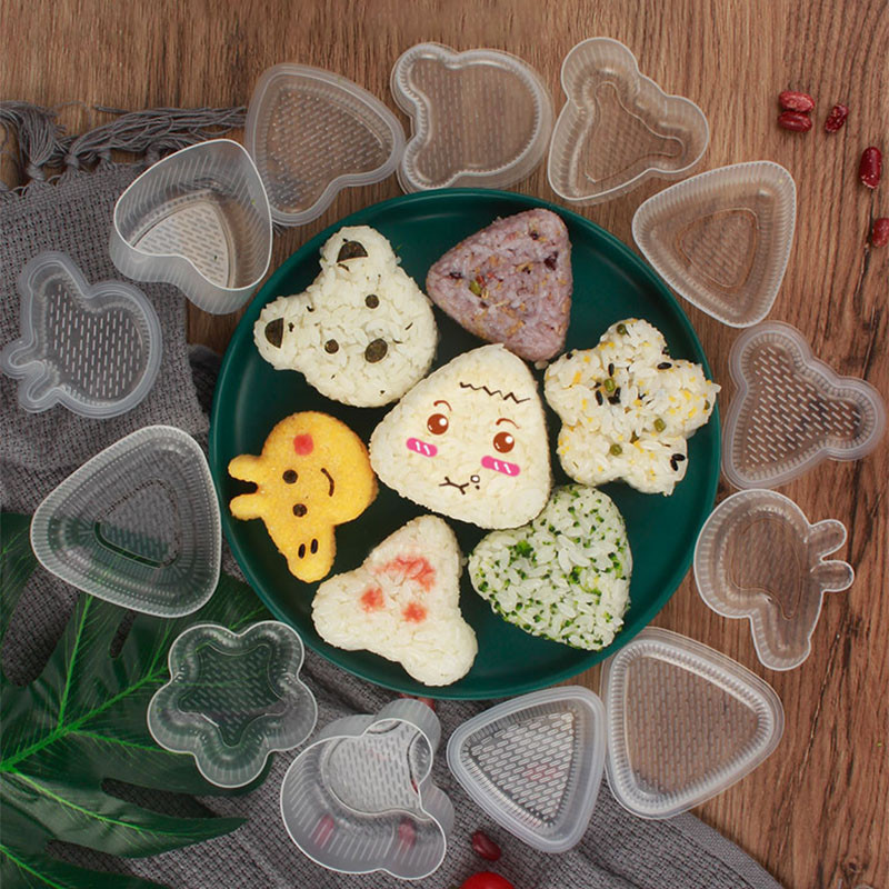 Направи си сам машина за пресоване на оризови топки Кухненска форма за кюфтета Инструмент за многократна употреба Инструмент за суши Моделиране на карикатура Onigiri Bento Форми Триъгълни оризови топки