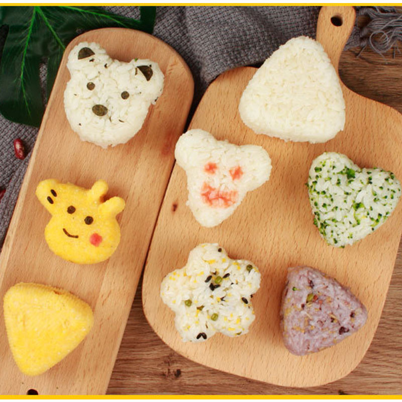 Направи си сам машина за пресоване на оризови топки Кухненска форма за кюфтета Инструмент за многократна употреба Инструмент за суши Моделиране на карикатура Onigiri Bento Форми Триъгълни оризови топки