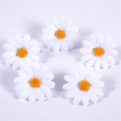 50 buc Flori artificiale de floarea soarelui Faux Daisy Cap de floare Decoratiuni de nunta DIY Design Floral Artizanat Artizanat Decor pentru petreceri