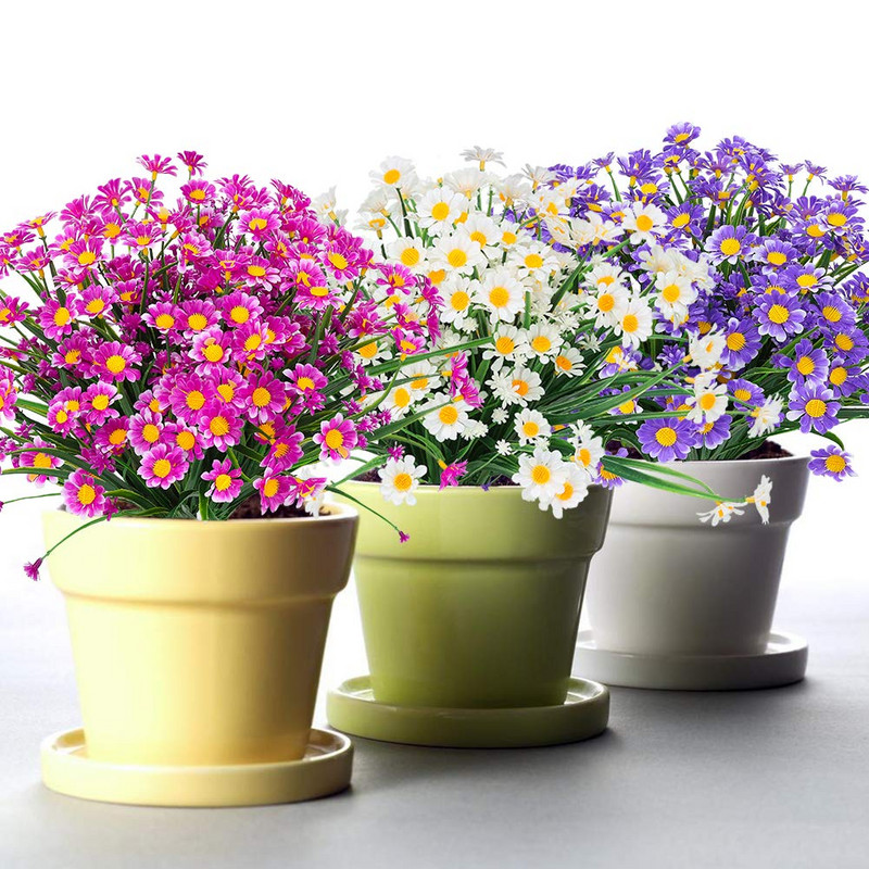 1 ryšuliai lauke dirbtinės ramunėlės netikros gėlės UV atsparūs krūmai, kabantys augalai Sodas Veranda Namų vestuvės sodybos dekoras