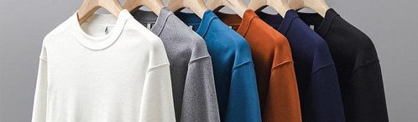 Bluză largi pentru bărbați de culoare uni, cu mâneci lungi și decolteu oval