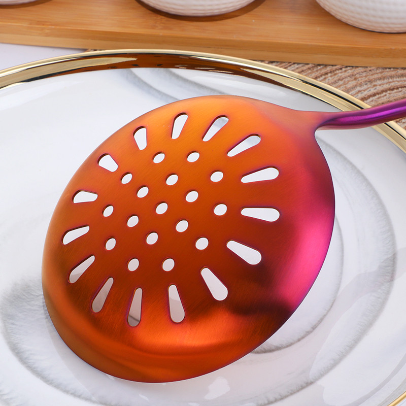 1/7 tk roostevabast terasest köögitarvete komplekt, pika käepidemega toiduvalmistamisriistad, matt poola lõhikuga treial kuldne köögitarvikud