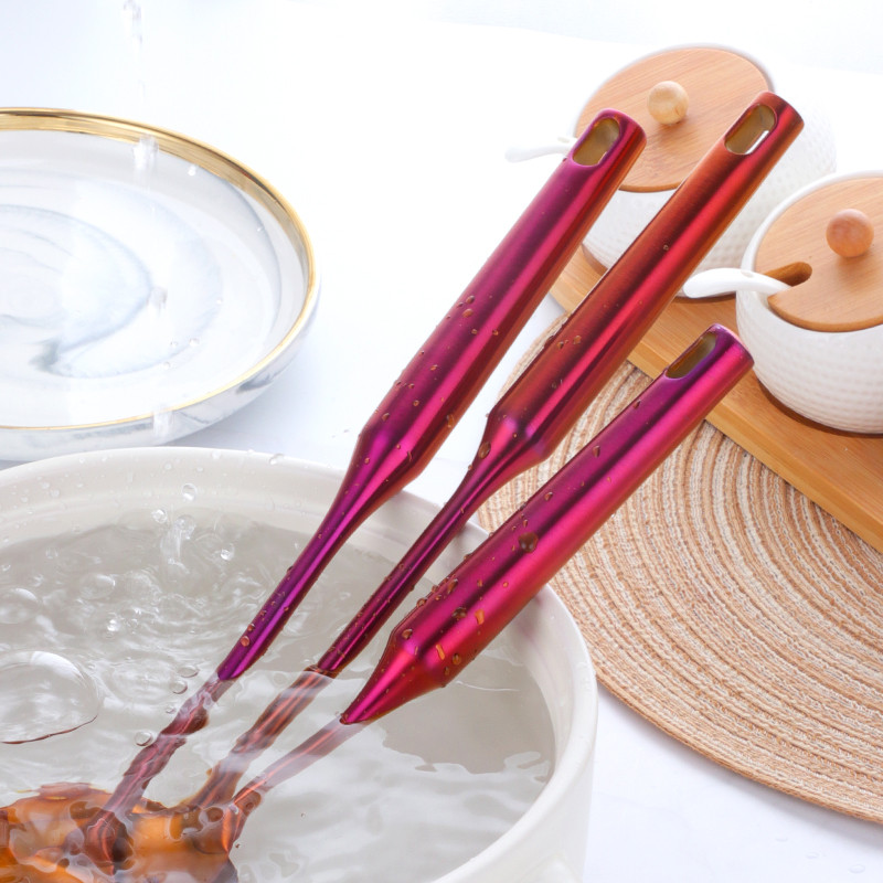 1/7 tk roostevabast terasest köögitarvete komplekt, pika käepidemega toiduvalmistamisriistad, matt poola lõhikuga treial kuldne köögitarvikud