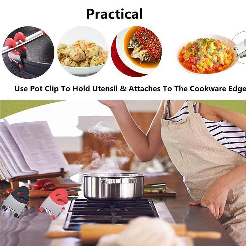 Clip pentru spatulă laterală pentru oală, din oțel inoxidabil, anti-opărire, portabil, suport pentru linguri, accesorii funcționale de bucătărie fierbinte