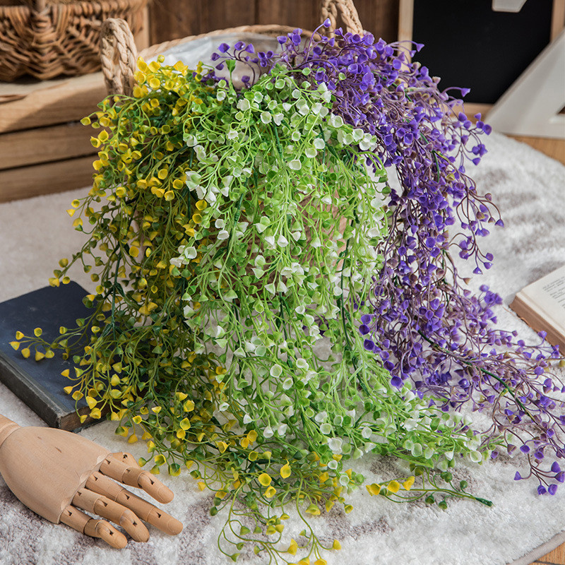 80cm kunstlik taim rotangist kuldne kelluke paju Tulistamine pulm Kodu Baari seinaripp Dekoratsioon Lill Plastlill