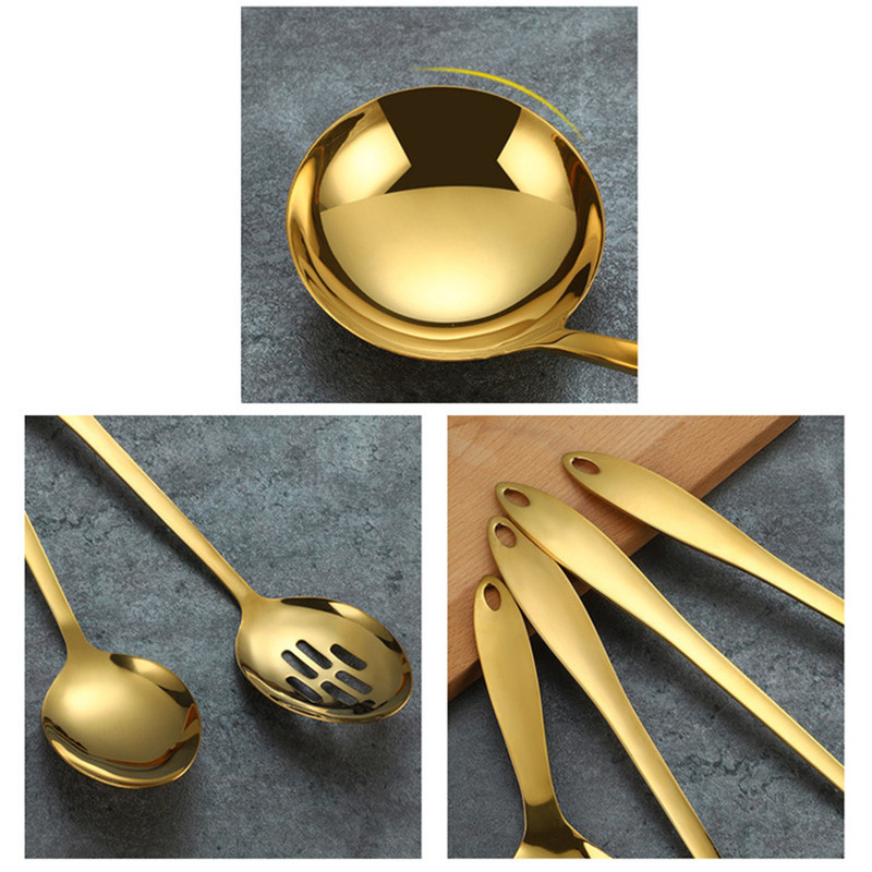 Instrument de gătit din oțel inoxidabil Lopătă prăjită Colanda Linguriță Spatulă Set de ustensile de bucătărie pentru muște albe Set de ustensile de bucătărie de uz casnic