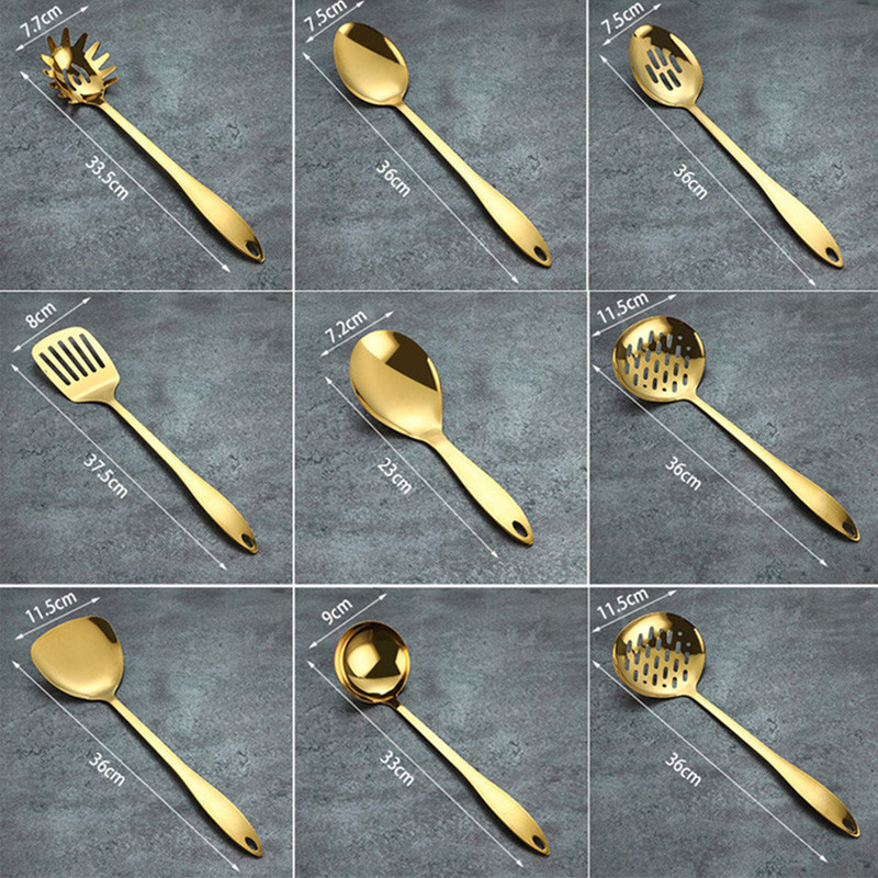 Instrument de gătit din oțel inoxidabil Lopătă prăjită Colanda Linguriță Spatulă Set de ustensile de bucătărie pentru muște albe Set de ustensile de bucătărie de uz casnic