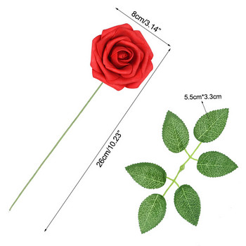 25 τεμ/κιβώτιο Τεχνητά λουλούδια Ρουζ τριαντάφυλλα Ρεαλιστικά ψεύτικα τριαντάφυλλα με στέλεχος για μπουκέτα γαμήλιου πάρτι DIY Διακοσμήσεις σπιτιού για ντους μωρών