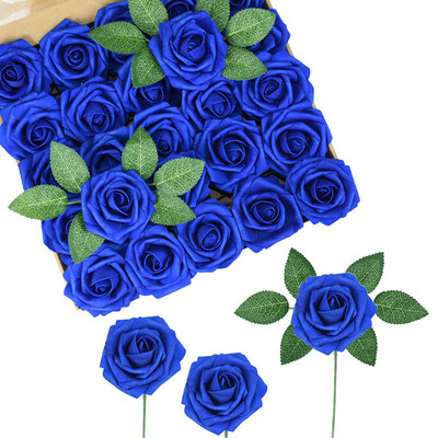 25 buc/cutie Flori artificiale Trandafiri fard de obraz Trandafiri falsi realisti cu tulpina pentru buchete de nunta DIY Decoratiuni pentru casa pentru baby shower