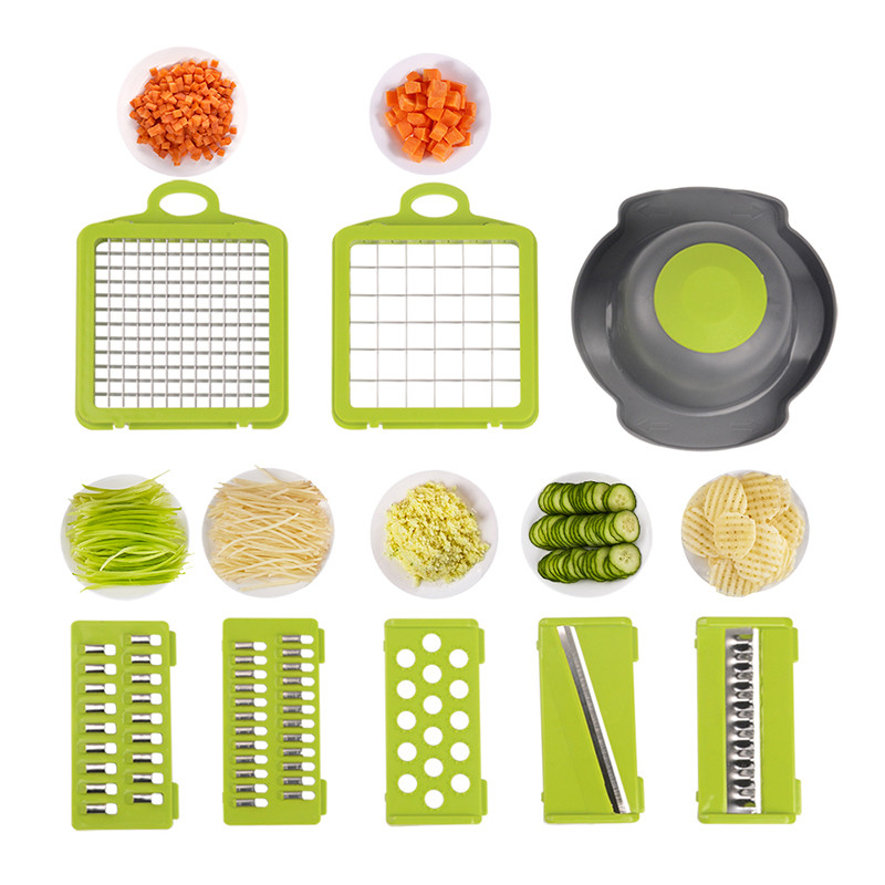 Tăiător de fructe multifuncțional pentru legume Răzătoare Ustensile de bucătărie Dispozitive de tăiat coș de scurgere 8 în 1 Gadget-uri Accesorii de bucătărie