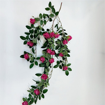 Kunstlilled rotangist võltstaimede viinapuu kaunistused seinale rippuvad roosid Kodukaunistuse tarvikud Pulmadekoratiivne pärg