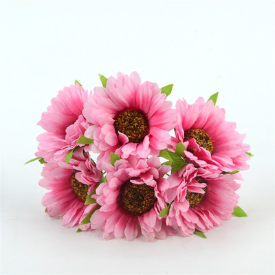 6 τμχ Φτηνό μπουκέτο ηλιοτρόπιο τεχνητό λουλούδι μαργαρίτα για διακόσμηση γάμου Scrapbooking DIY Στεφάνια Craft Fake Flowers