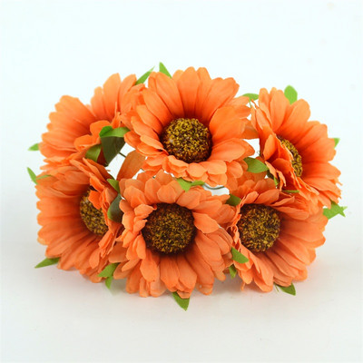 6 τμχ Φτηνό μπουκέτο ηλιοτρόπιο τεχνητό λουλούδι μαργαρίτα για διακόσμηση γάμου Scrapbooking DIY Στεφάνια Craft Fake Flowers