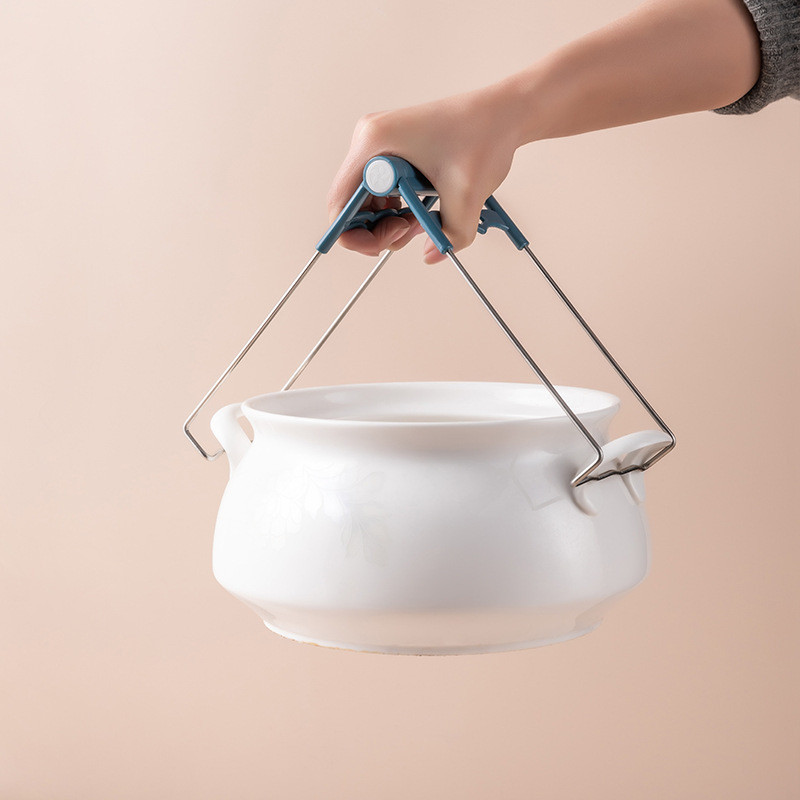 Suport pentru ustensile albastru 3 bucăți bol lingură clemă oală tigaie clemă pentru farfurie fierbinte clește mâner din silicon Accesorii de bucătărie