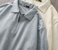 Bluză casual pentru bărbați, cu guler, cu fermoar