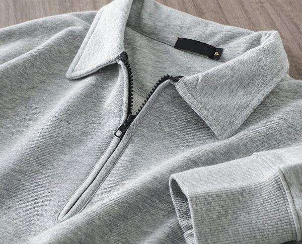 Bluză casual pentru bărbați, cu guler, cu fermoar