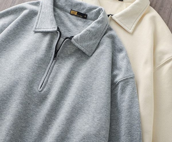 Bluză casual pentru bărbați, cu guler, cu fermoar