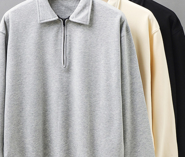 Bluză casual pentru bărbați, cu guler, cu fermoar