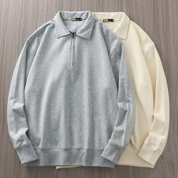 Bluză casual pentru bărbați, cu guler, cu fermoar