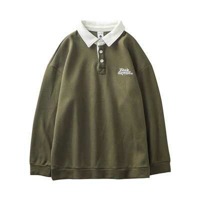 Bluza barbatesta cu nasturi si broderie