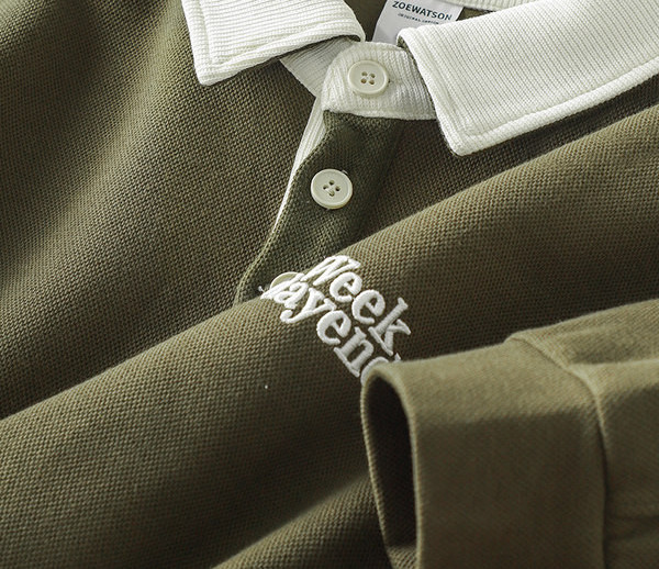 Bluza barbatesta cu nasturi si broderie