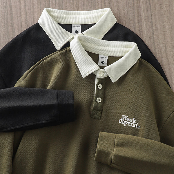 Bluza barbatesta cu nasturi si broderie