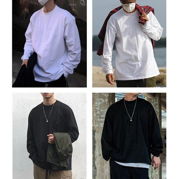 Bluză cu mânecă lungă, cu model curat, cu gât oval, pentru bărbați