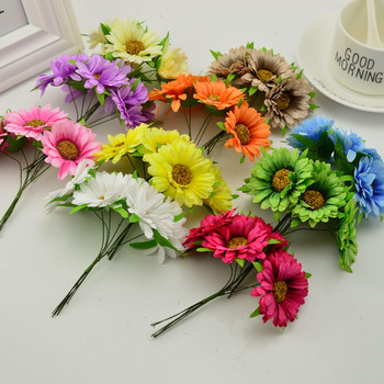 6Pcs изкуствени цветя ръчно изработени гербери мода домашна градина булка направи си сам подарък венец материал сватбен банкет украса коледа
