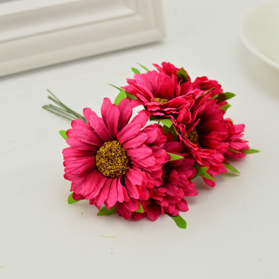 6 buc. flori artificiale gerbera lucrate manual modă acasă grădină mireasă cadou bricolaj material coroană nuntă banchet decorare Crăciun