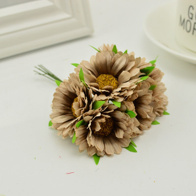 6 buc. flori artificiale gerbera lucrate manual modă acasă grădină mireasă cadou bricolaj material coroană nuntă banchet decorare Crăciun