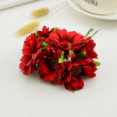 6 buc. flori artificiale gerbera lucrate manual modă acasă grădină mireasă cadou bricolaj material coroană nuntă banchet decorare Crăciun