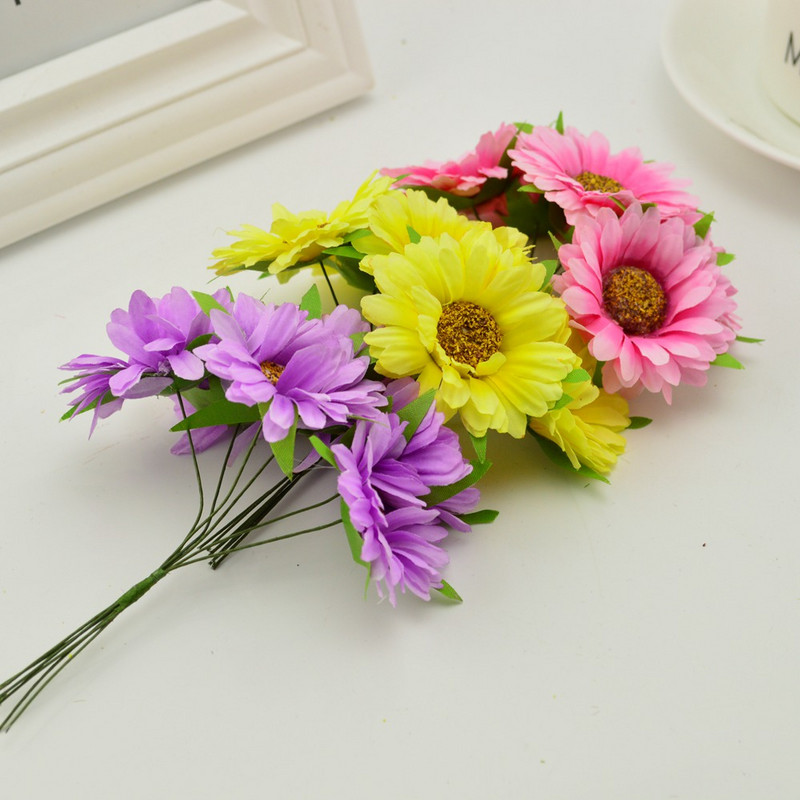 6 buc. flori artificiale gerbera lucrate manual modă acasă grădină mireasă cadou bricolaj material coroană nuntă banchet decorare Crăciun