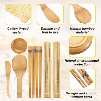 Σπιτικό κιτ παρασκευής σούσι Bamboo Rolling Diy Sushi Maker Σετ 12 τεμαχίων Κουζίνας Εργαλεία καλουπιών ρυζιού για παιδιά για αρχάριους