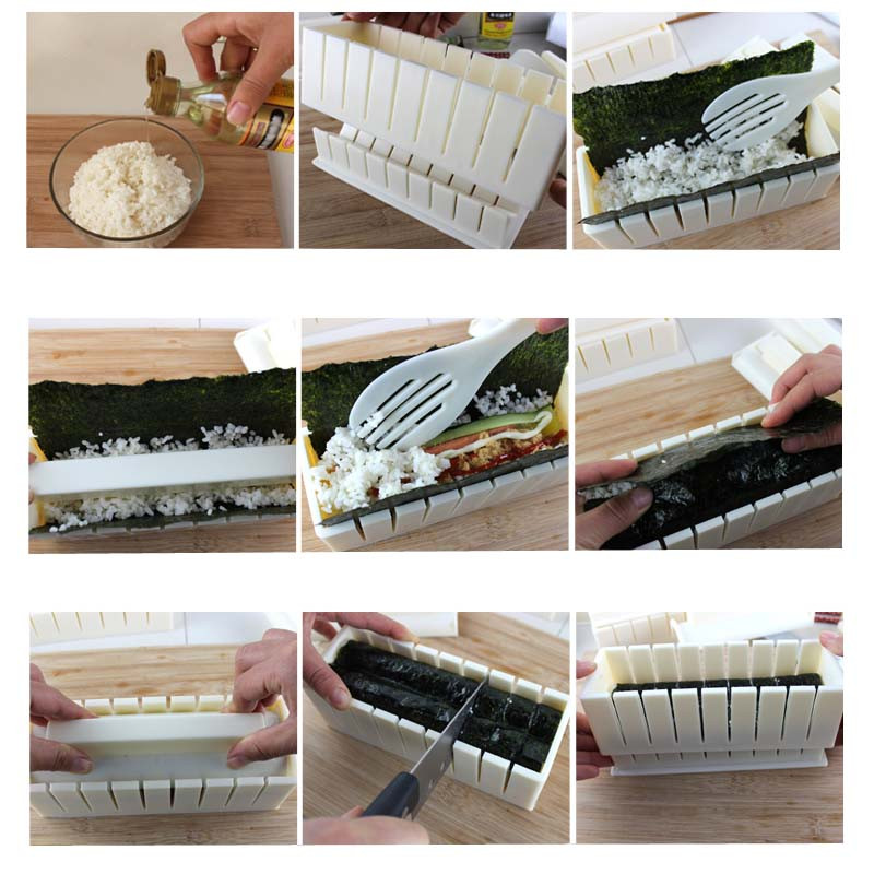 IYouNice 11 bucăți/set DIY DIY Sushi Maker Orez Mold Kitchen Sushi Make Tool Set Pachet de 11 Sushi Maker Tools Tools