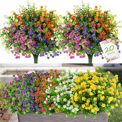 Artificial Flowers Simulation Bunch of Flowers Outdoor Shrubs Unwatered Plant Hanging Flower Pots Home Party Garden Porch Window