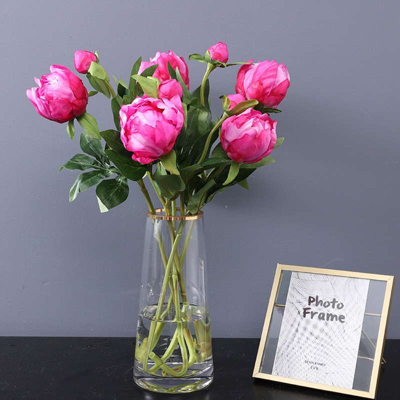 1 τεμ. Μπουκέτο με τεχνητά λουλούδια παιώνιας Όμορφα μεταξωτά τριαντάφυλλα Διακόσμηση τραπεζιού σπιτιού για το σπίτι Τακτοποιήστε ψεύτικα φυτά Δώρο για την ημέρα του Αγίου Βαλεντίνου