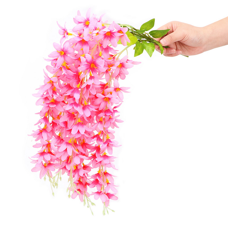 5 pead/kimp kunstlik nelk, lilleviinapuud, meisterdamine, rippuv rotangist võltssiid Wisteria kodukaunistus pulmapeo sisustus