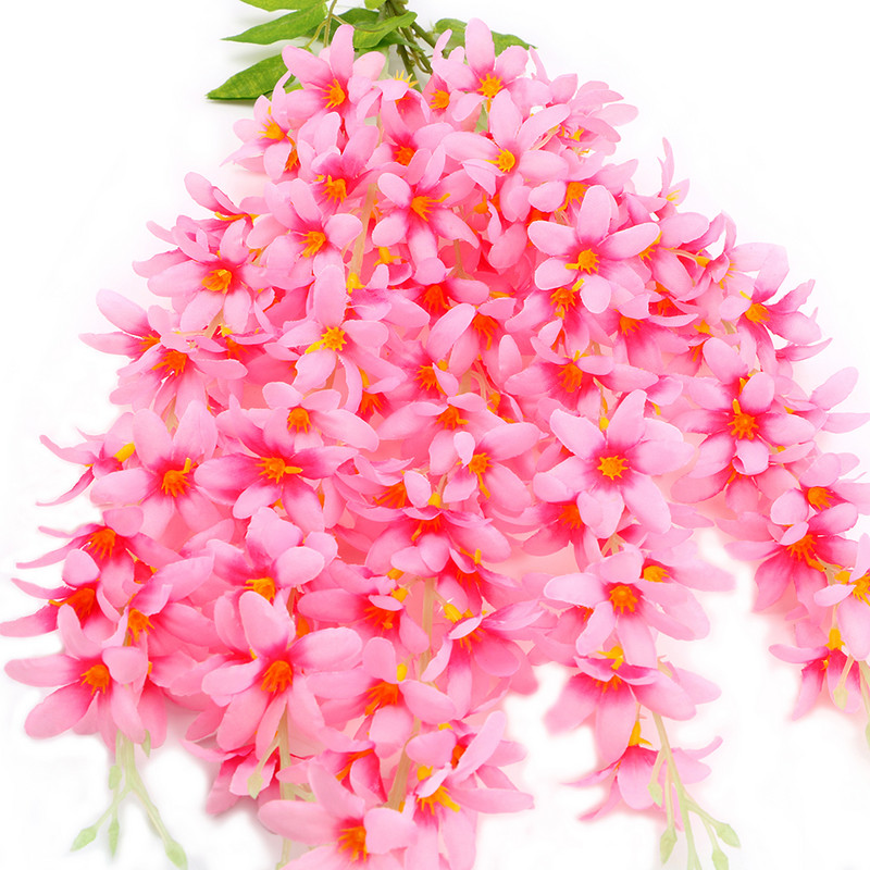 5 pead/kimp kunstlik nelk, lilleviinapuud, meisterdamine, rippuv rotangist võltssiid Wisteria kodukaunistus pulmapeo sisustus