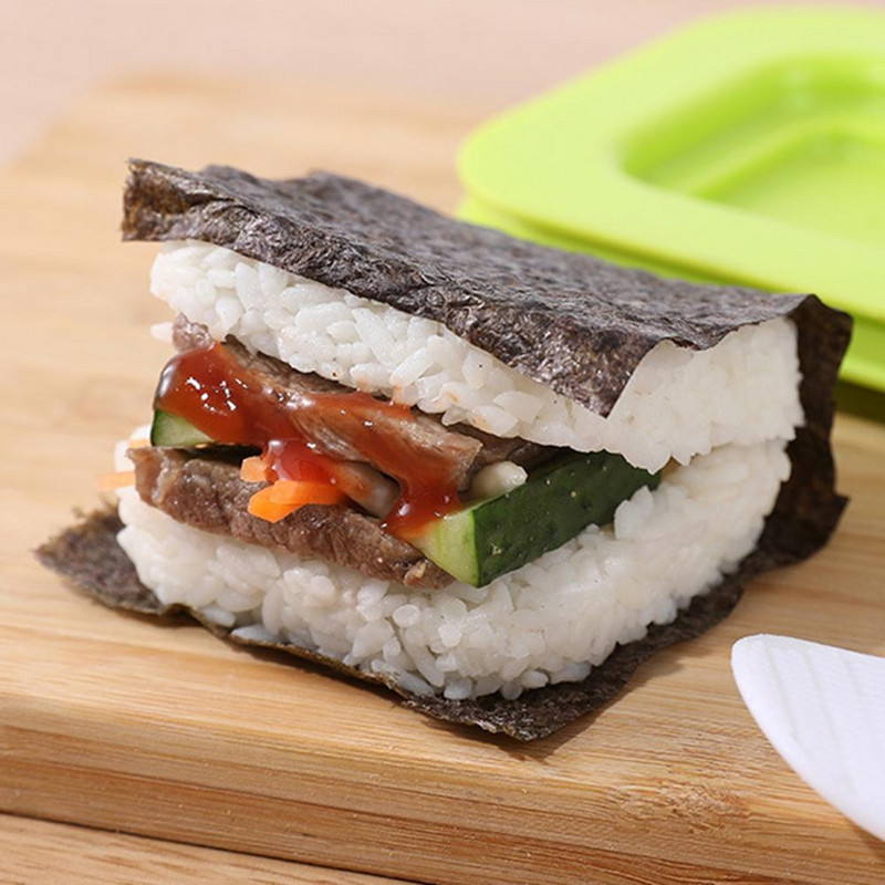 Formă utilă pentru bile de orez Matriză portabilă Musubi, antiaderentă, triunghi, rotund, pătrat, pentru Onigiri